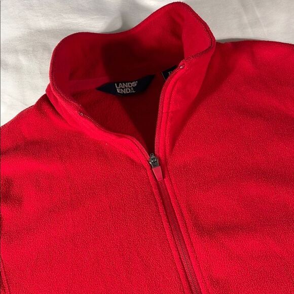 Lands' End boys bright red fleece full zip pullover jacket - size XL 18 - Picture 1 of 9